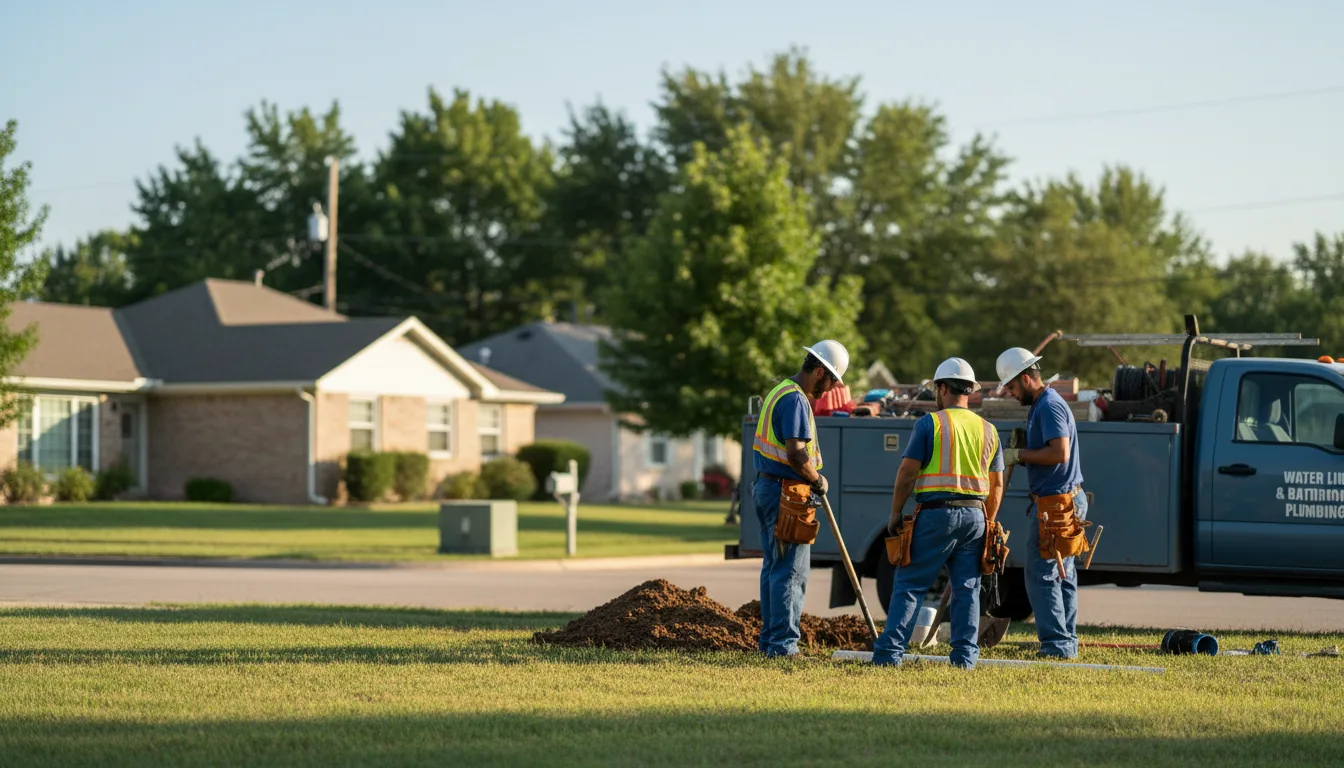Residential water line and bathroom plumbing service in Thornton, TX